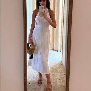 Meshki White Ribbed Midi Dress